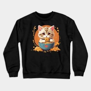 Cat eating noodles Crewneck Sweatshirt